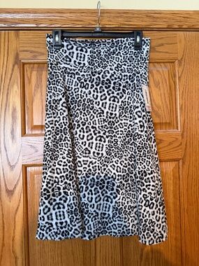 LuLaRoe Black and White Leopard A-Line Skirt NWT